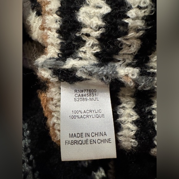 Saltwater Luxe Lizzy Striped Black & Tan Cozy Crewneck Sweater - Picture 15 of 15